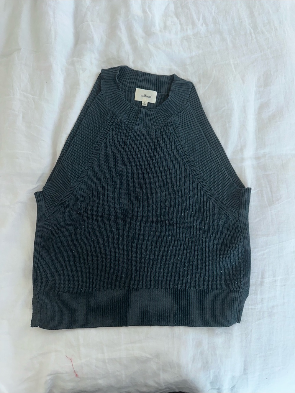 Wilfred Black Ribbed Knit Sleeveless Top